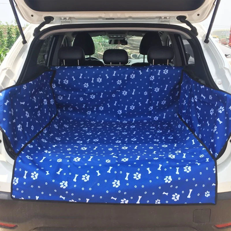

Waterproof Blue Paw Cat Dog Car SUV Trunk Mat Oxford Bone Foot Pet Car Seat Covers Travel Pink Car Trunk Mat For Pets