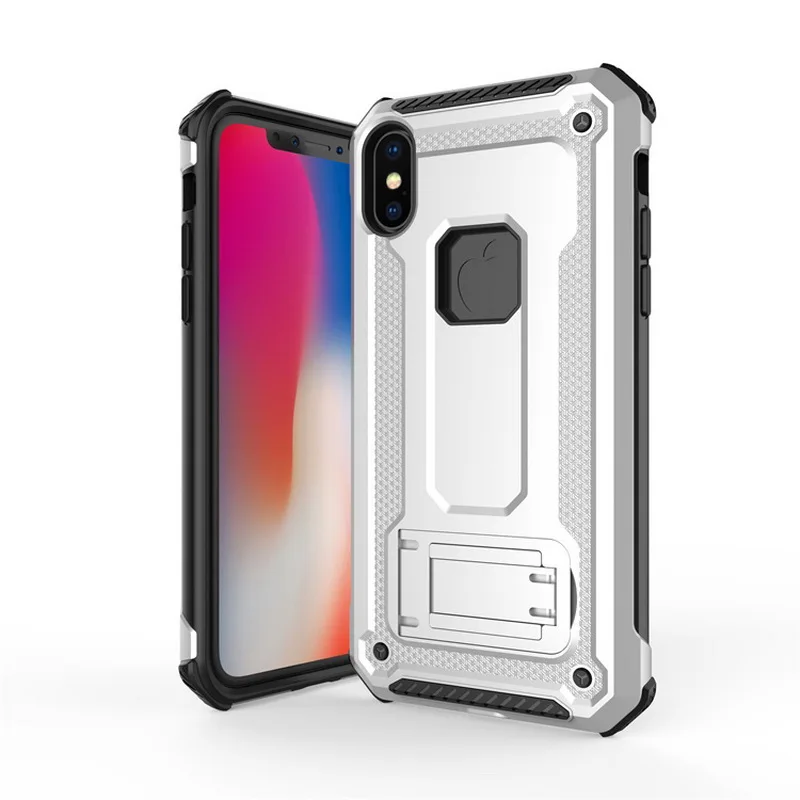 Защитный чехол класса люкс чехол для iPhone 7 8 Plus задняя крышка автомобиля Магнитный ТПУ Жесткий Чехол для ПК Чехлы для iPhone X XS Max XR 6 S 6 плюс держатель - Цвет: Silver