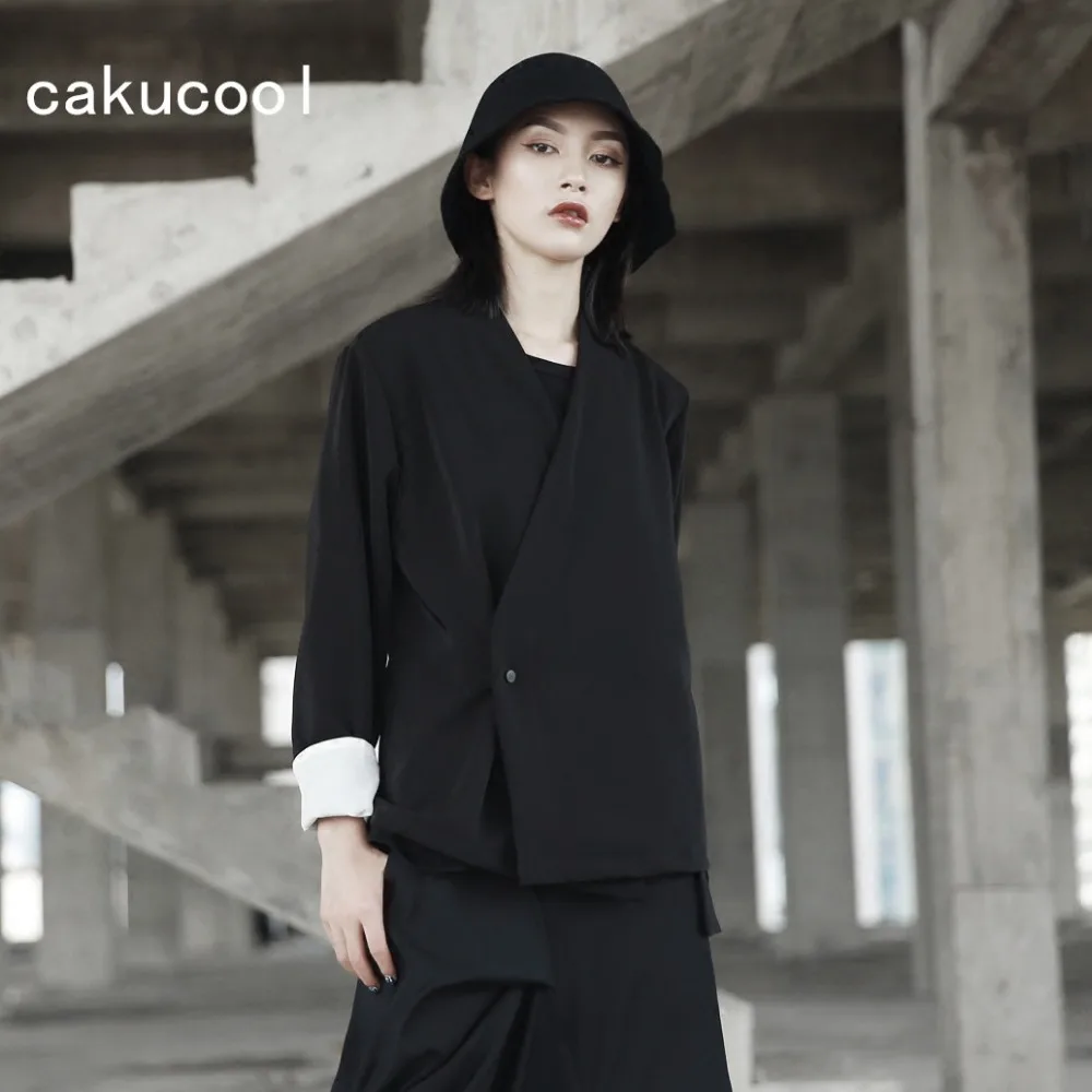 Куртка женская с длинным рукавом на одной пуговице V образным вырезом|women designer