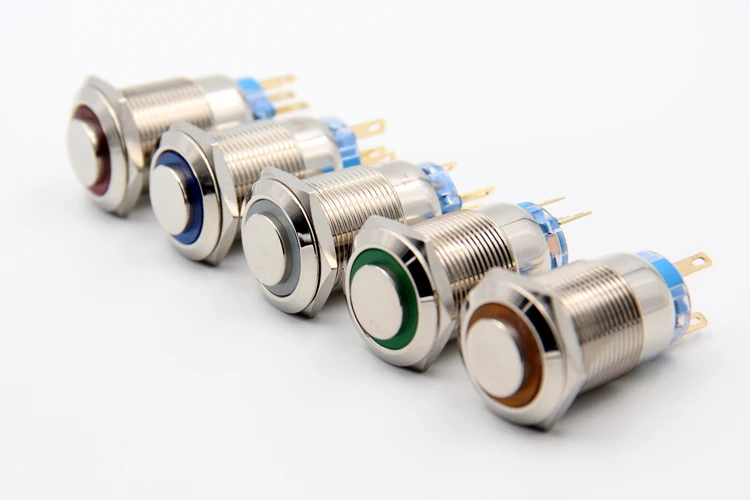 

1PCS YT1042B 19 mm Metal Push Button Switch Self-Locking Switch With The LED Lamp DC 12V Convexity Sell at a Loss