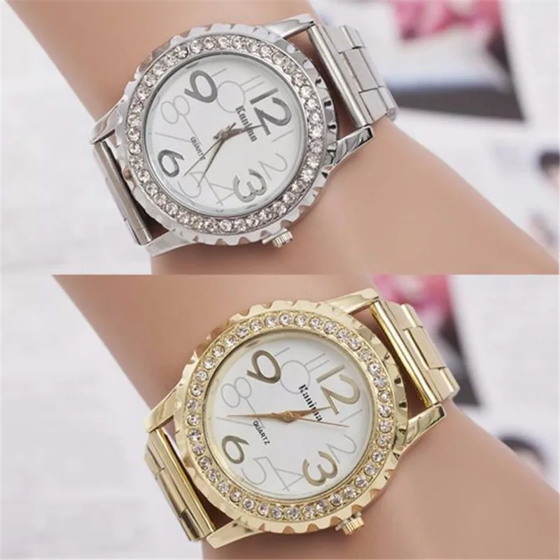 Модные роскошные женские часы, наручные часы из нержавеющей стали, известный бренд, розовое золото/серебро, кристалл, повседневные кварцевые часы, Relogio Feminino