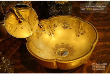 

Round Ceramic Countertop Washbasin Vesel Sink Porcelain Hand Painting Washing Bowl XRS51108