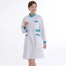 Новые женские медицинские халаты качество доктор униформа для медсестер уход скраб комбинезон с длинными рукавами Pharmist рабочая одежда белый