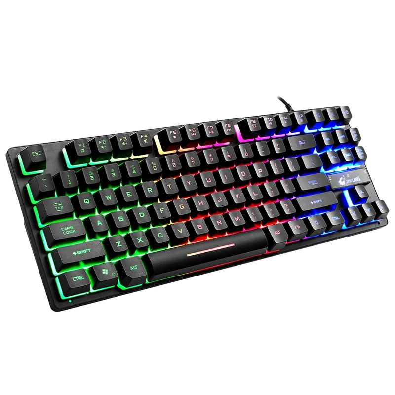 HOT ZIYOU LANG Проводная игровая клавиатура 87 клавиш Rgb микс подсветка светящаяся для