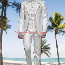 На заказ, цвета: белый, комплект со смокингом жениха официальный заказ на свадьбу формальные мужские костюмы деловой, для жениха костюм(куртка+ штаны+ галстук-бабочка