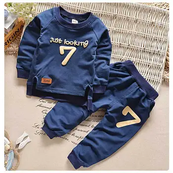

Fall New Children 7 Words Sweater Suit for Boys and Girls Infant Sport Leisure Cotton Two Piece Sets