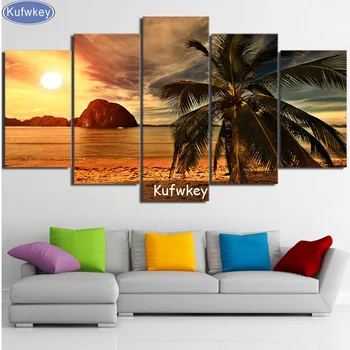 

wholesale,5pcs,diamond embroidery Beach Landscape diamond painting sale full diamond mosaic picture of rhinestones cross-stitch