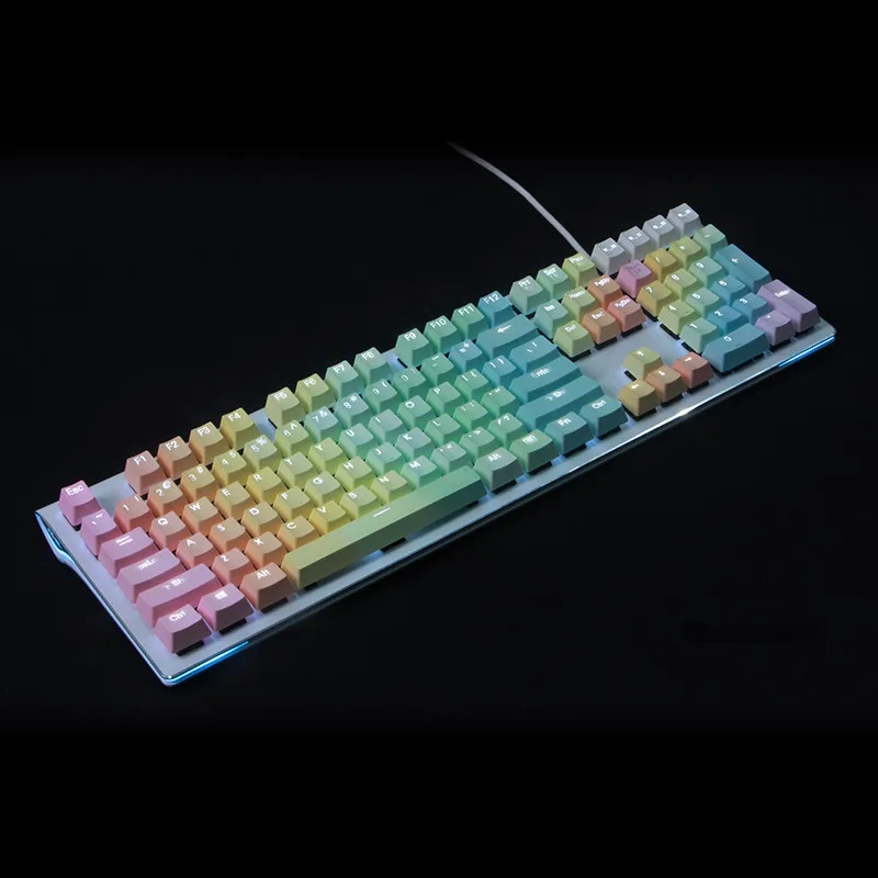

108 key Backlit Double-shot Rainbow Gradient PBT Keycap Set OEM profile key cap for Mechanical gaming Keyboard