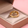 Bague de mariage de luxe, oeil de cheval rond en Zircon plaqué or jaune, anneau séparé européen et américain ► Photo 2/6