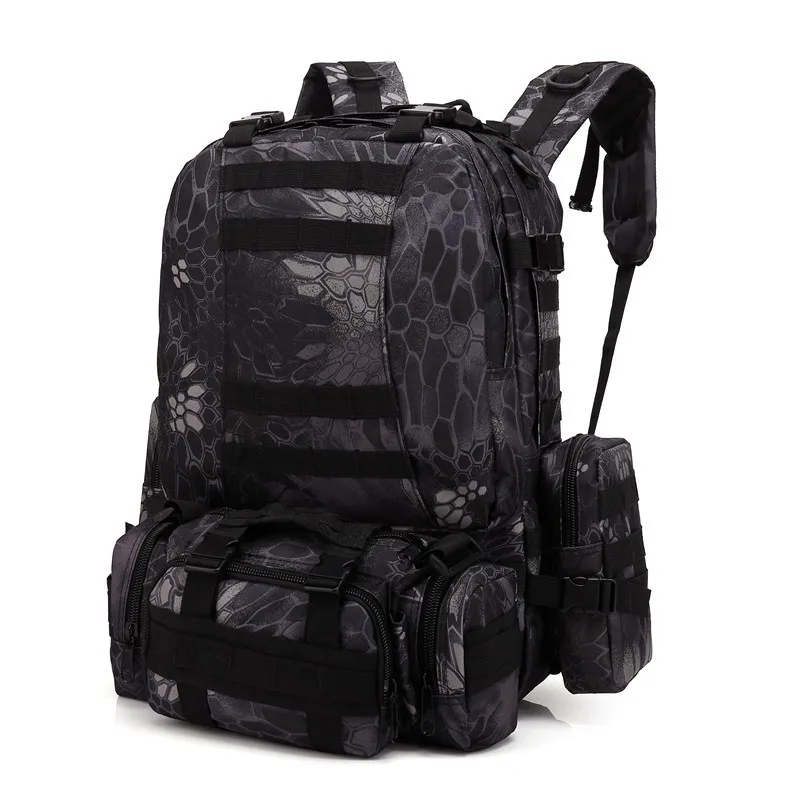 600D Оксфорд 55L военно-тактический рюкзак камуфляж, военный, армейский сумка стрельба из лука охота рюкзаки рыболова Открытый Кемпинг рюкзак - Цвет: Snake Black