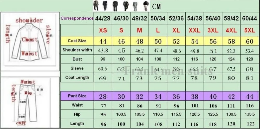 man suit size chart