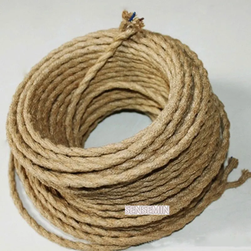 

100m/lot 2x0.75 Vintage rope Wire Twisted Cable Retro Braided Electrical Wire DIY pendant lamp wire vintage lamp cord
