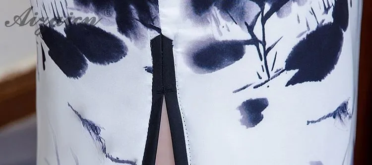 Весной новый принт Cheongsam Длинные платья Chinoise похожие Шелковый Qi Pao нация ветер винтажное платье китайское платье Qipao Женская Роба в