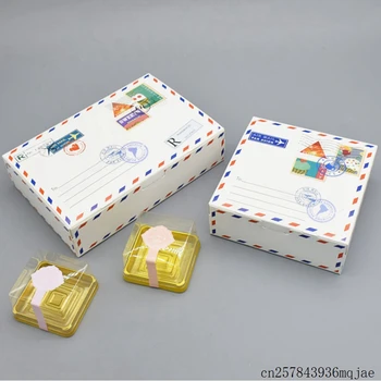 

100pcs Envelope Cake Boxes Kraft Paper Gift Box Gift Packaging for Wedding Party Maccaron Baking Package for Candy Cookies