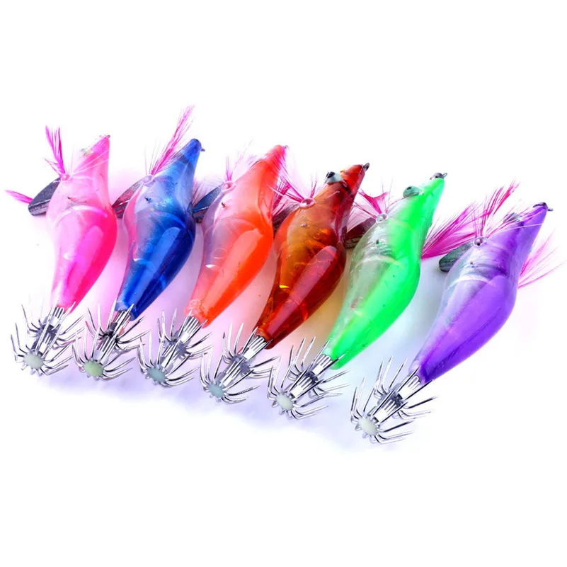 6pc LED Electronic Light Prawns Curls Squid Jigs Bait Bass Lure Fish Equipment 2017 fishing lures pesca camping outdoor