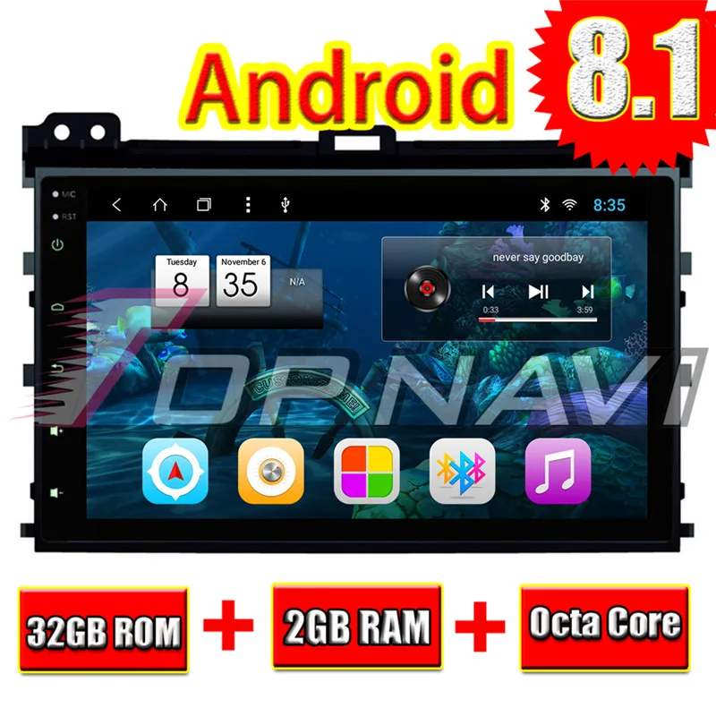 Vehicle GPS Navigation for Toyota Prado 2004 2005 2006 2007 2008 2009 Android 8.1 9'' Topnavi PC No DVD Full Screen Player 2 Din Vehicle GPS Navigation for Toyota Prado 2004 2005 2006 2007 2008 2009 Android 8.1 9'' Topnavi PC No DVD Full Screen Player 2 Din