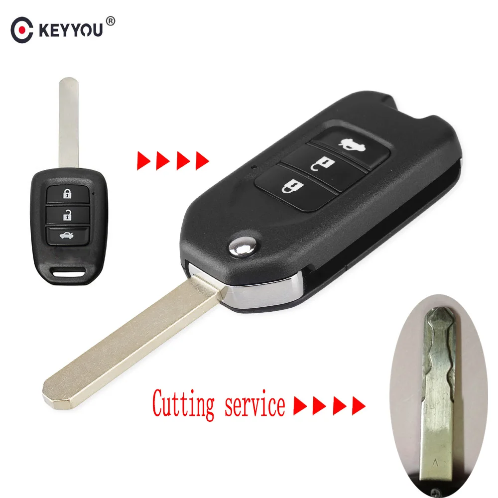 KEYYOU для Honda FIT XRV VEZEL CITY JAZZ CIVIC HRV 3 кнопки измененная откидная оболочка ключа дистанционного управления чехол Fob