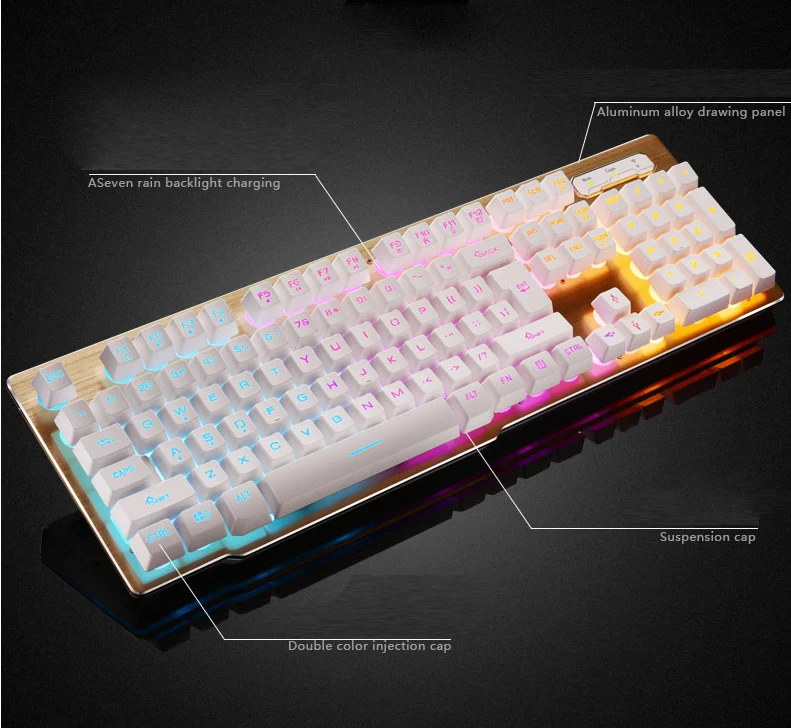 carregamento backlight teclado sem fio painel de liga adequado para desktop