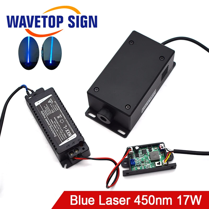 Лазерный модуль с регулируемым фокусом высокой мощности 17 Вт 17000 МВт 450нм Синяя лазерная скульптурная машина для резки и гравировки