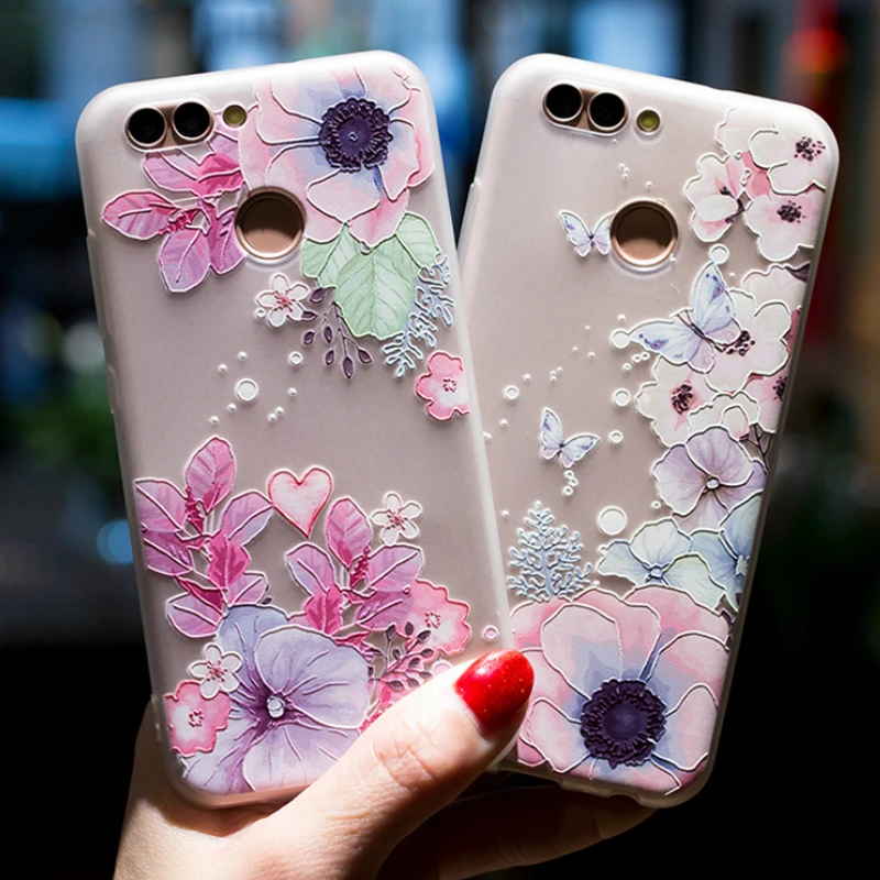 

Silicone Case For Huawei P Smart 2019 P20 Pro P10 P9 P8 Lite 2017 Mate 20 10 Pro Lite 3D Relief Flower Case For Huawei P30 Pro