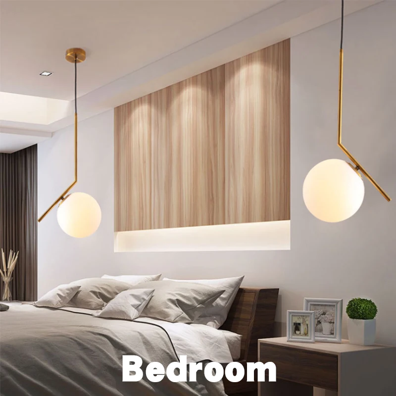  Homhi Round Glass ball pendant light led decoracao kitchen fixture Nordic home deco bedroom loft li - 33032146889
