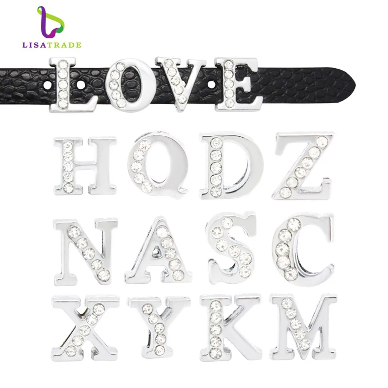 130 шт. модные ювелирные украшения с надписью стразы 8 мм LSSL04 * 130|slide letters|rhinestone slide