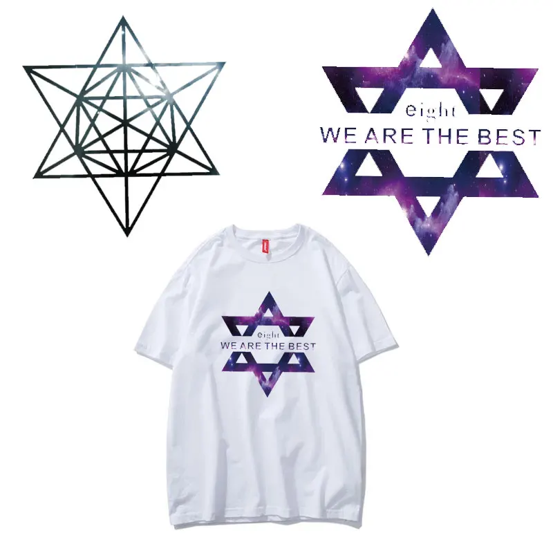 

Starry Sky Cartoon Pentagram for Clothes Patch Clothing Applications Vinyl DIY T-shirt Heat Transfer Appliques Sticker Printing