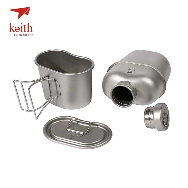 Спортивный чайник Keith Titanium 1100 мл и титановый Ланч бокс 700 туристические армейские