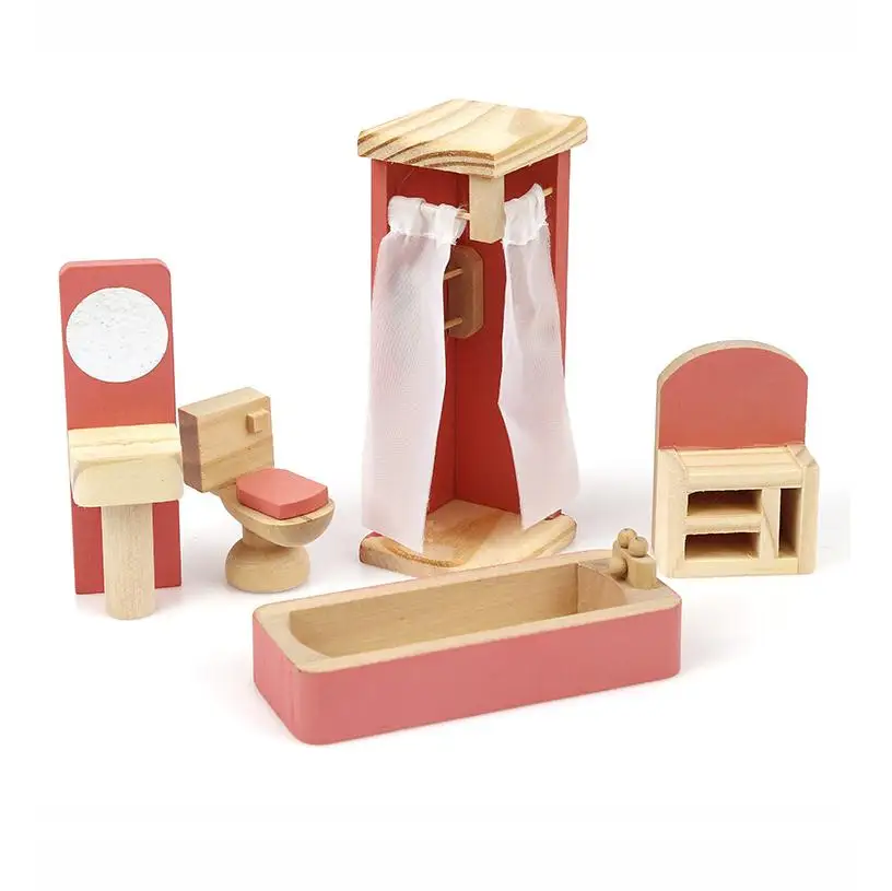 مصغرة خشبية غرفة نوم لعب الاطفال منزل لعب مجموعة اثاث الأطفال دور اللعب DIY الألعاب الصغيرة الطفل الأسرة عدة هدية عيد ميلاد