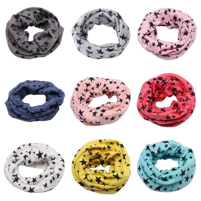 2019 New Spring Baby Boy Girl Hat Scarf Five Point Star Shawl Kids Beanie Scarves Cotton O Ring Children Neckerchief