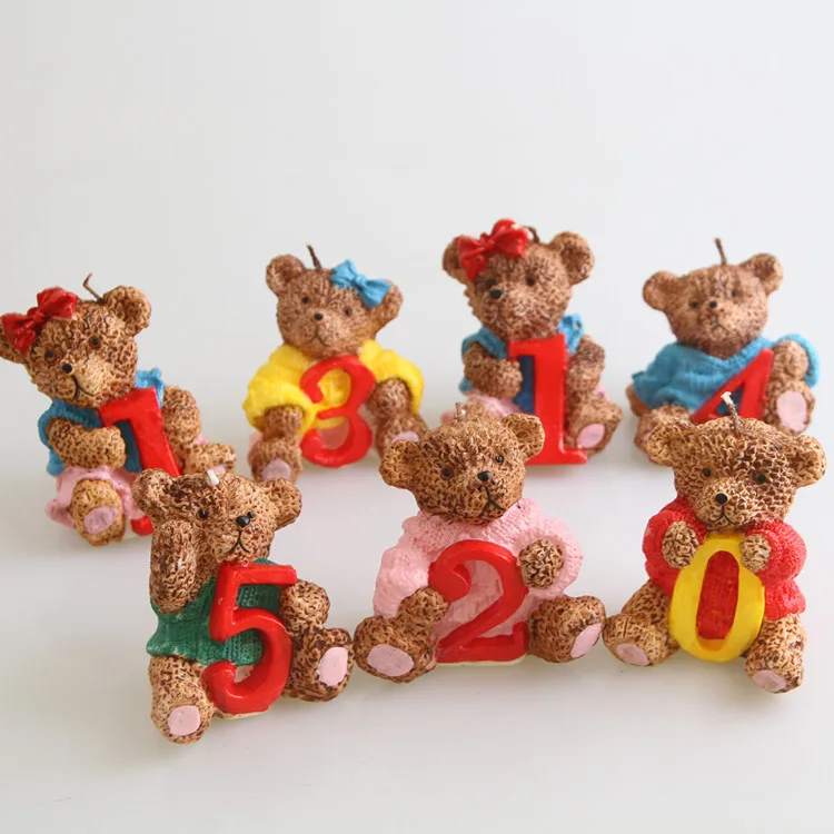 

lovely birthday animal candle bear 0-9 number candle birthday candle cartoon creative art candle