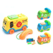Улыбка телефон мультфильм телефон автобус телефон Цвета ABS подарок ролевые игры мигает развивающая музыкальная игрушка обучающая игрушка