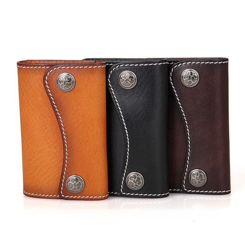 Vintage Genuine Leather Key Wallet Men Keychain Covers Hasp Key Case