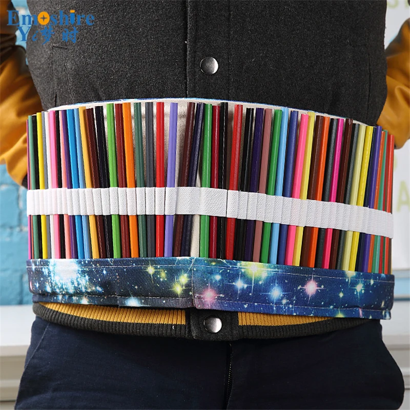 Emoshire Cosmic Galaxy Time Curtain Coil Pencil Bag Pole Large Capacity Student Canvas Painting Art Pencil Bag (4)