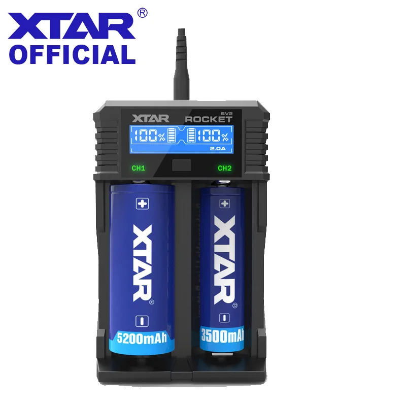 

XTAR Fast Charger SV2 Battery Charger 3.6V 3.7V 10400-32650 Li-ion Batteries NI-MH NI-CD AAAA AA AAA Power 18650 Battery Charger