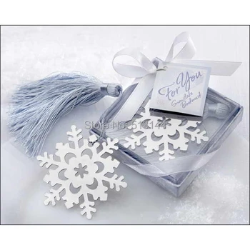 

FREE SHIPPING 100PCS Snowflake Bookmark with Elegant Silk Tassel Party Favors Bridal Shower Wedding Favors Birthday Gift
