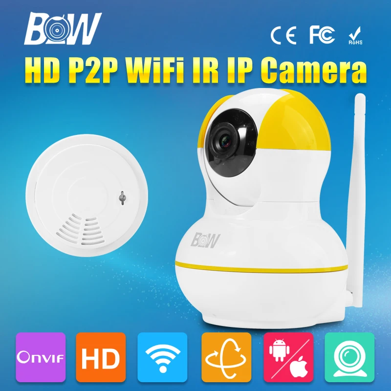 ФОТО GSM Wireless WiFi Camara IP HD 720P P2P P/T Network Smoke Detector CMOS Baby Monitor Night Vision Surveillance Security CCTV