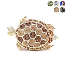 Женская вечерняя сумочка, модный роскошный клатч с кристаллами черепахи, сумочка для невесты, свадебной вечеринки, сумочка с кристаллами морской черепахи