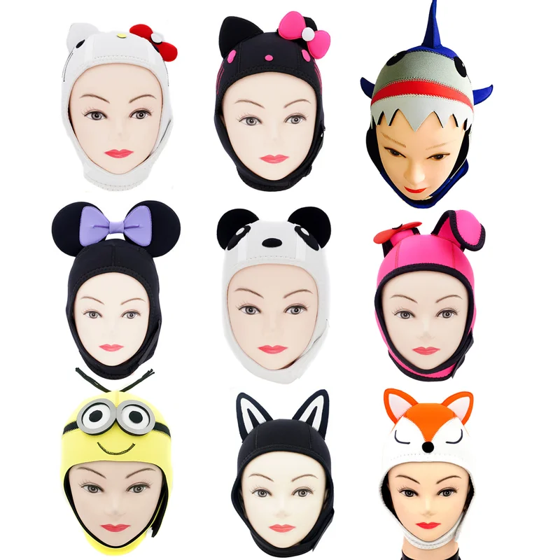

TOOKE 3mm Warm Neoprene Diving Cartoon Hood Scuba Helmet Hat Divers Cap Animal Custom Multi Colors