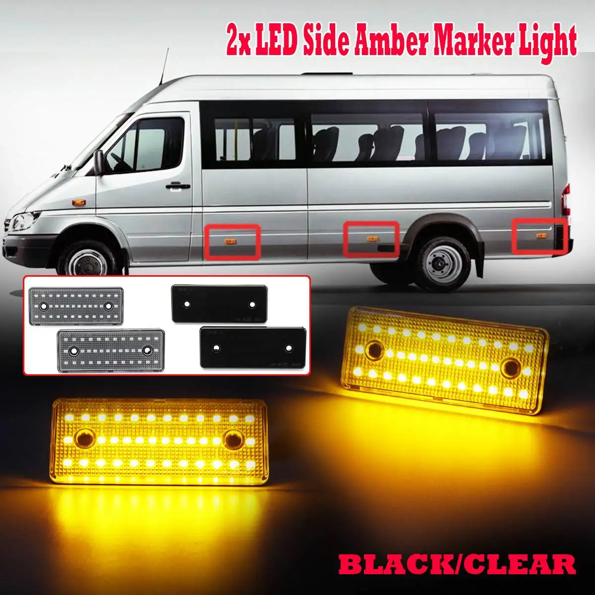 LED Side Marker Lights Amber Side Repeater Lamp 12V Turn Signal Light
