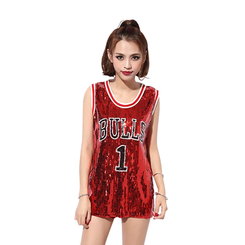 Новые блестки DS Костюмные Топы для женщин девочек певцы хип-хоп танец джазовая сцена Одежда для женщин s Bulls 1 футболка с блестками