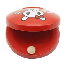 5 PCS of (1pc Kid Children Cartoon Wooden Castanet Toy Musical Percussion Instrument)