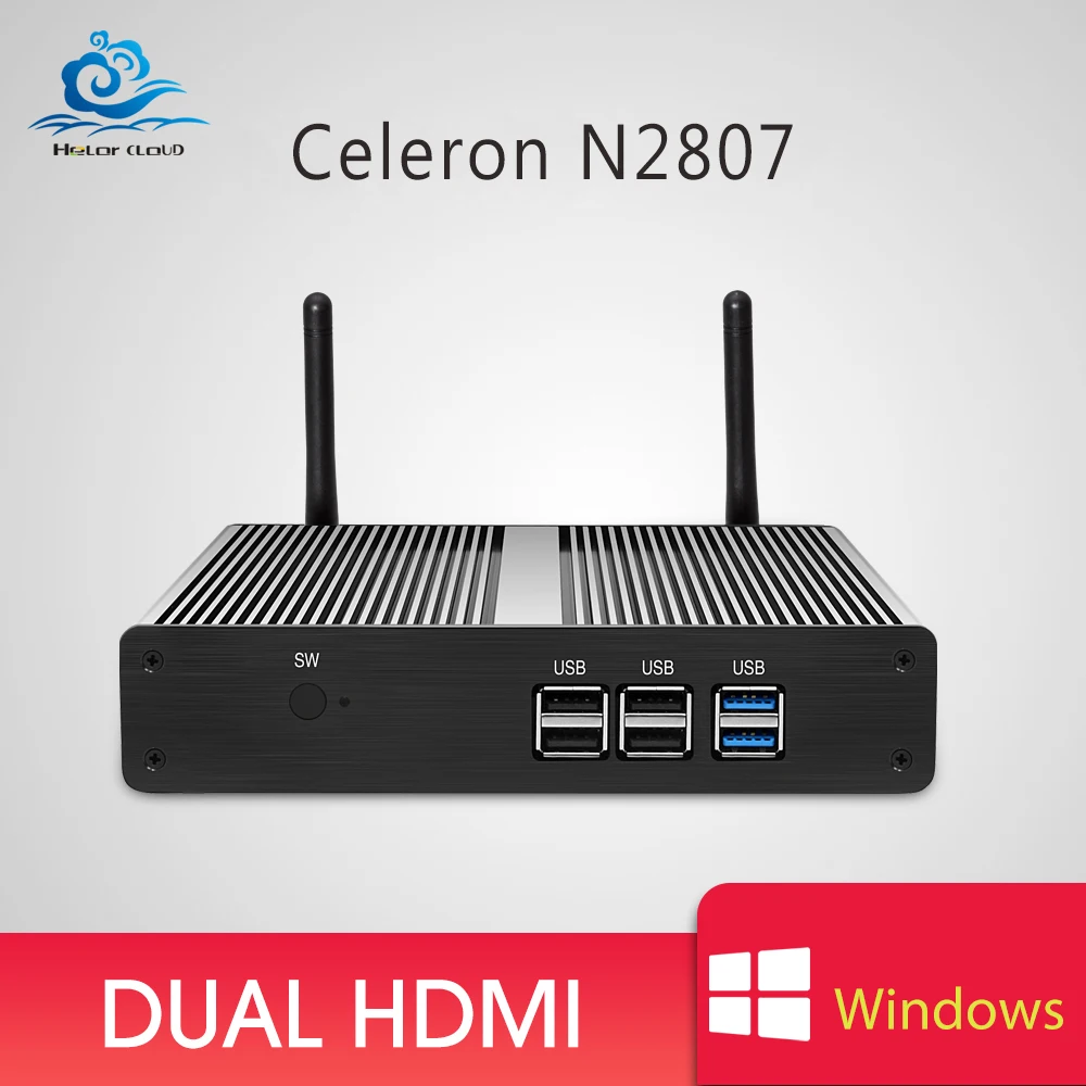 

Windows tv box Dual HDMI Output Mini PC Celeron N2807 1.58GHz Windows 7 Fanless Mini Computer HDMI Wifi USB 500GB HDD PC