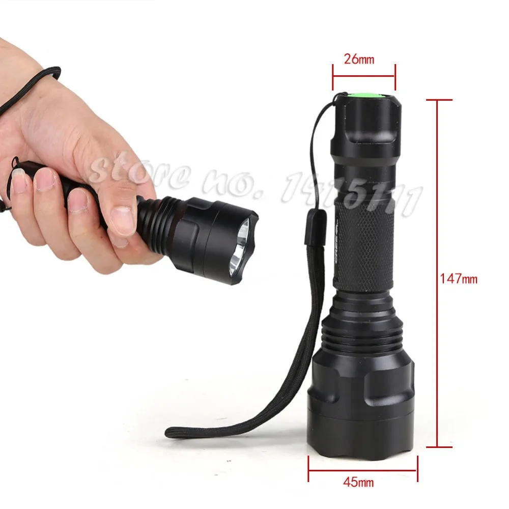 Anjoet C8 كري XM-L T6 أبيض/أخضر/أحمر led التكتيكية مصباح يدوي 18650 بطارية مصباح من الألومنيوم مصباح جودة عالية الصيد Anjoet C8 كري XM-L T6 أبيض/أخضر/أحمر led التكتيكية مصباح يدوي 18650 بطارية مصباح من الألومنيوم مصباح جودة عالية الصيد