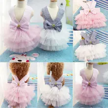 Dress Puppy-Costume Spring Pet-Dog Small Dog Wedding Birthday Party Summer Lace for Bowknot