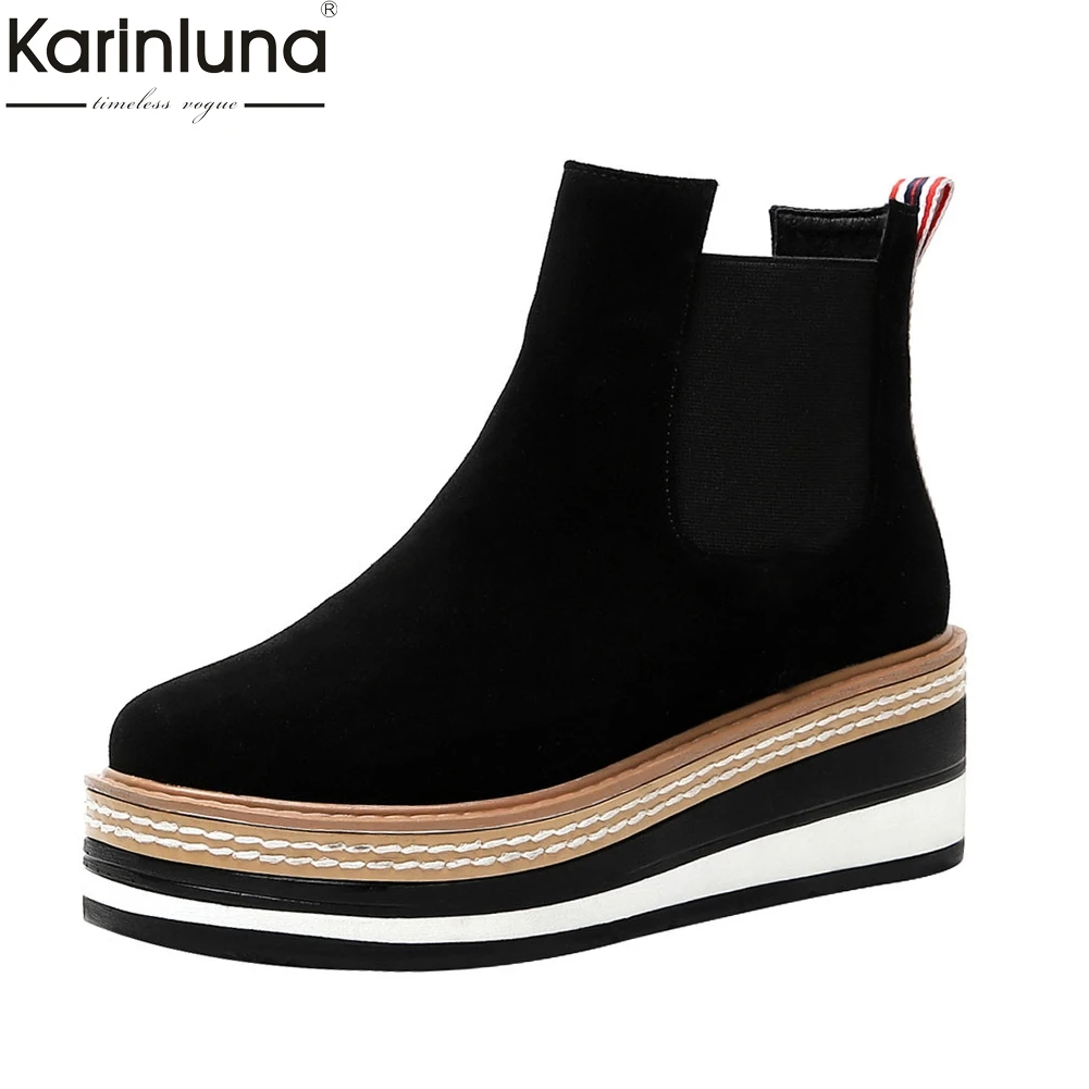 

Women's Fashion sneakers Flat Platform Cow Suede leather boots female Shoes Woman Casual Party Autumn Winter Ankle Bootss