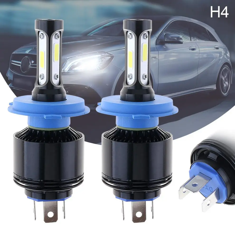 Pаспродажа 72 Вт H4 HB2 9003 8000LM 6000 К все в одном без линии светодиодный автомобиля белый головной свет комплект Высокое ближнего света лампы автомобильной с...
