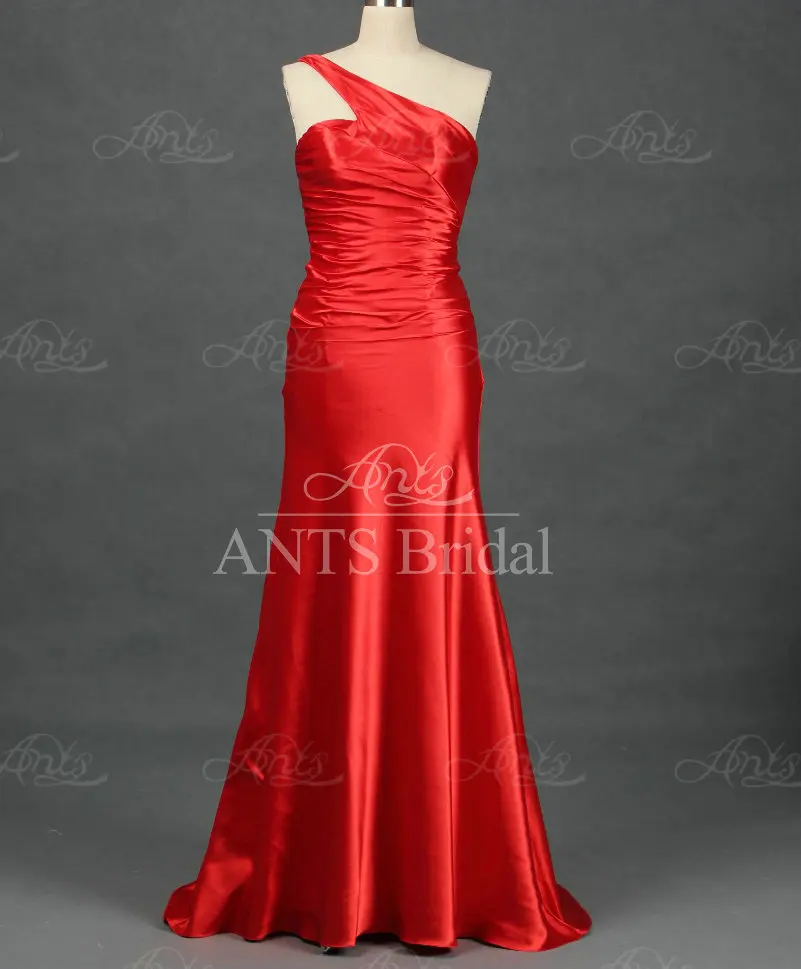 RE242 Formal Satin One Shoulder Red Carpet Dresses For Evening
