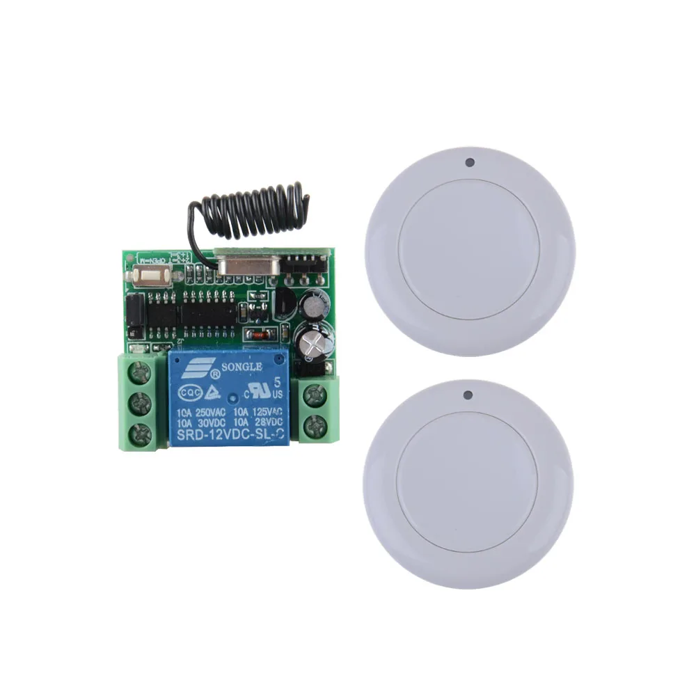 

DC 12V 10A 1CH Wireless RF Remote Control Light Switch : White CircularTransmitter+ Receiver For Smart Home Lights