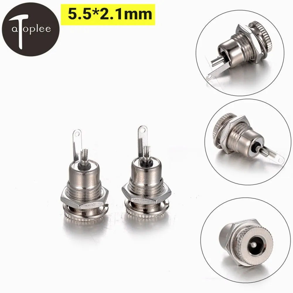 

2Pcs DC099 5.5 x 2.1mm DC Power Jack Socket 30V 5A 2 Pin Female Panel Mount Connector Metal DC-099 for Circuits Use